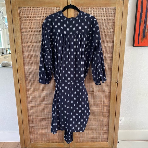 Ulla Johnson Blue White Indigo Ikat Print Corsica Dress - Picture 4 of 10